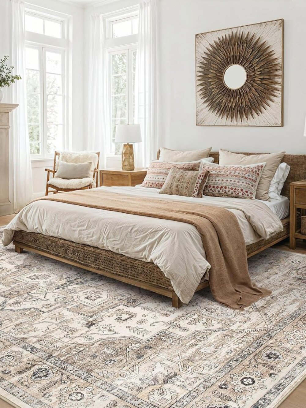 Area Rug 8x10 Washable Vintage - Soft Traditional Rugs for Living Room Large Non - Picture 2 of 8